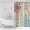 Tersuger Fabric Shower Curtain 60x72 Inch, Boho Abstract Minimalist Geometric Leaves Shower Curtain for Bathroom with Hooks,Waterproof Bath Shower Curtain Sets Decorative Bathroom Accessories view 2