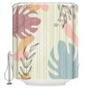 Tersuger Fabric Shower Curtain 60x72 Inch, Boho Abstract Minimalist Geometric Leaves Shower Curtain for Bathroom with Hooks,Waterproof Bath Shower Curtain Sets Decorative Bathroom Accessories view 4