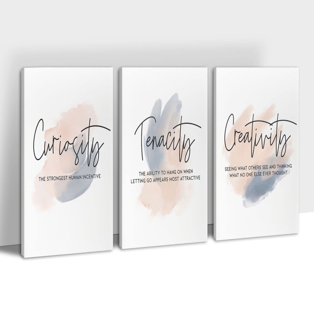 3 Pieces Inspirational Quotes Canvas Wall Art, Motivational Wall Art for Office, Inspirational Artwork for Entrepreneur's Bedroom, Positive Affirmations Quotes Wall Decor for Office, 12"x18"/Set