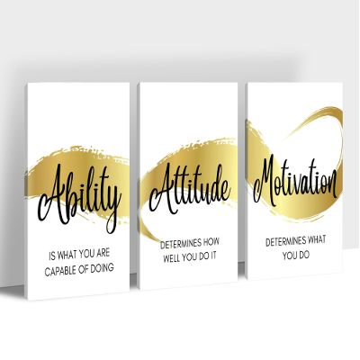3 Pieces Motivational Quotes Canvas Wall Art, Inspirational Wall Art for Office, Positive Quotes Pictures for Office Decor, Motivation Attitude Ability Quotes Prints for Entrepreneur, 16"x24"/Set