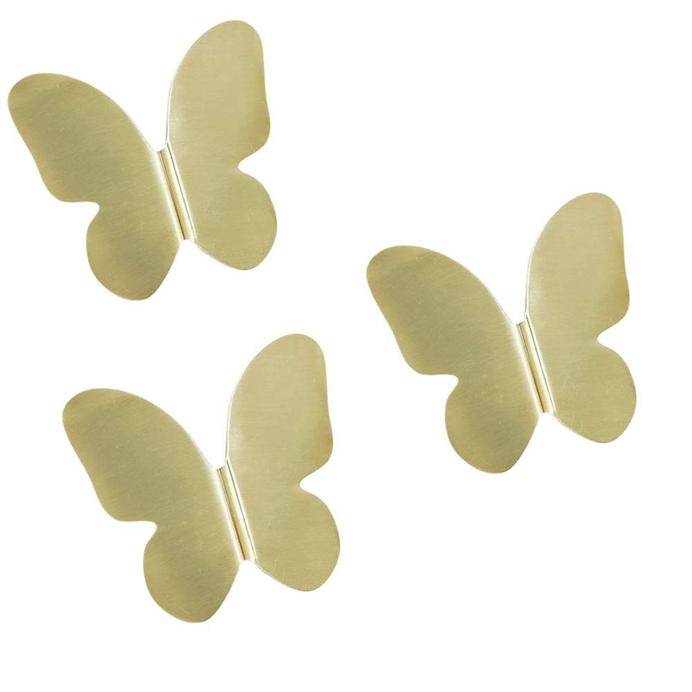 BAZAC Door Handle Bolts,Brass Butterfly Kitchen Cabinet Door Handles Cupboard Pulls Knob Hardware Accessories-Gold||1 Pair of Screw Version