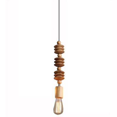 LED Chandeliers, Creative Decorative Wooden Bead Hanging Lamp Retro Solid Wood Single Head Art Hanging Light Decorative Chandelier for Restaurant Bar Cafe Club (Color : C)