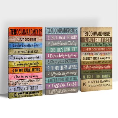 10 Commandments Wall Art, Inspirational Quotes Canvas Wall Art, Christian Quotes Art Wall Decor, Bible Verse Wall Art for Christians Room, Triptych Motivational Quotes Wall Art for Office, 24"x36"/Set