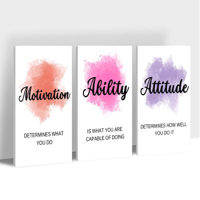 3 Pieces Motivational Quotes Canvas Wall Art, Inspirational Wall Art for Office, Positive Quotes Pictures for Office Decor, Motivation Attitude Ability Quotes Prints for Entrepreneur, 16"x24"/Set