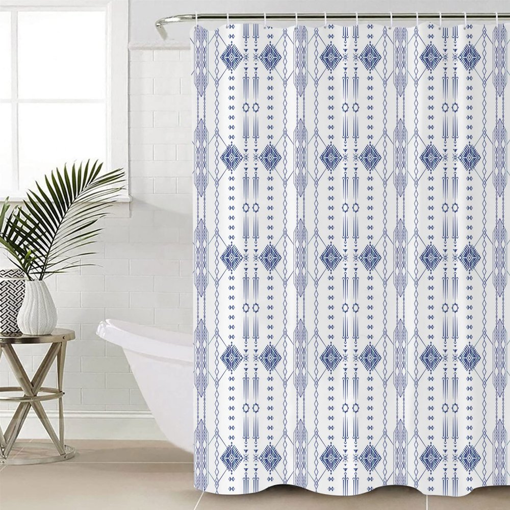 Shower Curtain,Indian Abstract Geometric Lines Texture Shower Curtains for Bathroom Shower Stalls and Bathtubs Decor,Washable Bath Curtain Fabric Shower Curtain Set with Hook 36x72inch