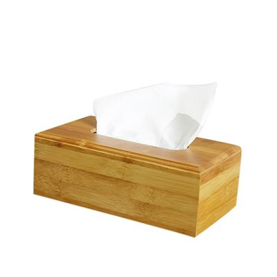 Bamboo Facial Tissue Box HolderWooden Tissue Paper Boxes Holder Dispenser Decorative Tissue Box Holder for BathroomsBedroomKitchenCar(Rectangular)