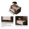POCHY Nightstand Marble Top End Table 2 Drawers Bedside Table Leather Bedside Dress W/Arch-Shaped Gold Metal Feet Bedside Cabinet view 2