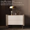 POCHY Nightstand Marble Top End Table 2 Drawers Bedside Table Leather Bedside Dress W/Arch-Shaped Gold Metal Feet Bedside Cabinet view 4