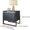 POCHY Nightstand Faux Marble End Table 2 Wood Drawers Bedside Cabinet U Shape Golden Legs Bedside Dress Pu Leather Bedside Table view 2