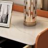 POCHY Nightstand Faux Marble End Table 2 Wood Drawers Bedside Cabinet U Shape Golden Legs Bedside Dress Pu Leather Bedside Table view 3