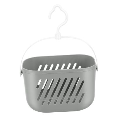 Cabilock 1pcs Plastic Hanging Shower Organizer Basket Hook Space-saving Storage for Bathroom and Kitchen Easy to Install No Drill Required Grey