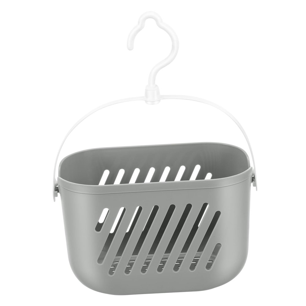 Cabilock 1pcs Plastic Hanging Shower Organizer Basket Hook Space-saving Storage for Bathroom and Kitchen Easy to Install No Drill Required Grey