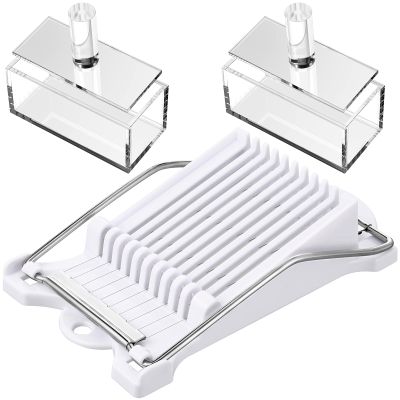 Jinei Musubi Maker Kit, 2 Acrylic Musubi Mold and 1 Luncheon Meat Slicer Stainless Steel Wires Non Stick Maker Press Free Sushi Making Kit Onigiri Mold(11.5 x 5.5 x 5 cm,Round Handle)