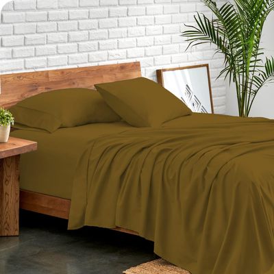 GOKOCO Luxury Soft 4 Piece Sheet Set 800 Thread Count 100% Egyptian Cotton Twin XL Size Bed Sheet Set, Super Soft Sateen Weave, Fit Mattress 12'' Deep Pocket - Taupe Solid Luxury Sheet Set