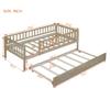 Hlcodca Twin Size Bed Frame with Trundle and Fence Guardrails for Kids Teens Adults, Wood Slat Support, No Box Spring Needed, Easy Assembly (Natural, Twin) view 2