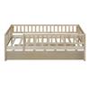 Hlcodca Twin Size Bed Frame with Trundle and Fence Guardrails for Kids Teens Adults, Wood Slat Support, No Box Spring Needed, Easy Assembly (Natural, Twin) view 4