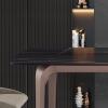 71" Dining Room Table Fits up to 8, Modern Curved Black Kitchen Table with Sintered Stone Tabletop Boat Shaped Dining Table with 4 Pink Metal Legs for Kitchen Restaurant (Only Table) view 3