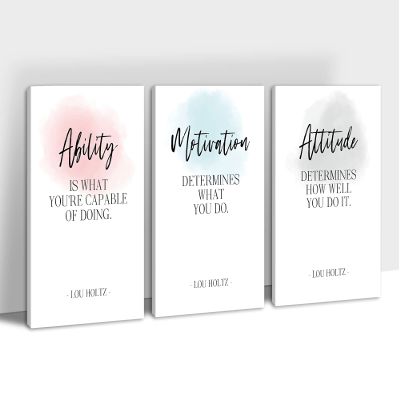 3 Piece Office Canvas Wall Art, Motivational Quotes Ability Motivation Attitude Print Pictures Wall Decor for Office, Men Women Inspirational Framed Artwork Home Office Decor 24"x36" x 3 Pcs