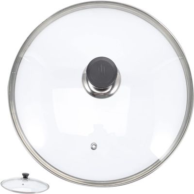 BAZAC Stainless Frying Pan Universal Pot Lid Glass Frying Pot Stainless Steel Cover Microwave Oven Cover Glass Cover Universal Pan Lid Glass Pot Covers for Cooking Kitchen Pot Lid Glass-32CM