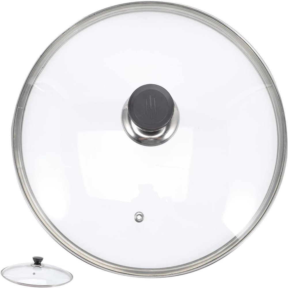 BAZAC Stainless Frying Pan Universal Pot Lid Glass Frying Pot Stainless Steel Cover Microwave Oven Cover Glass Cover Universal Pan Lid Glass Pot Covers for Cooking Kitchen Pot Lid Glass-32CM
