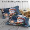 Cute Gnomes Pillowcases King Size,2 Packs Soft Bed Throw Pillow Covers Sham Luxury Decorative Couch Sofa Long Body Lumbar Bolster Cushion Case Envelope Closure,Wild Winter Christmas Forest Dwarf Tree view 3