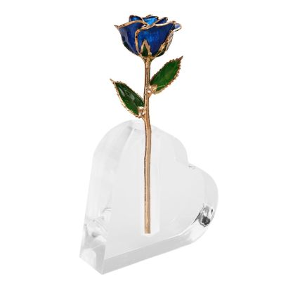VBESTLIFE Rose Transparent Display Stand, Heart Shape Transparent Rose Holder, Acrylic Plated Rose Flower Stand for Single Real Rose
