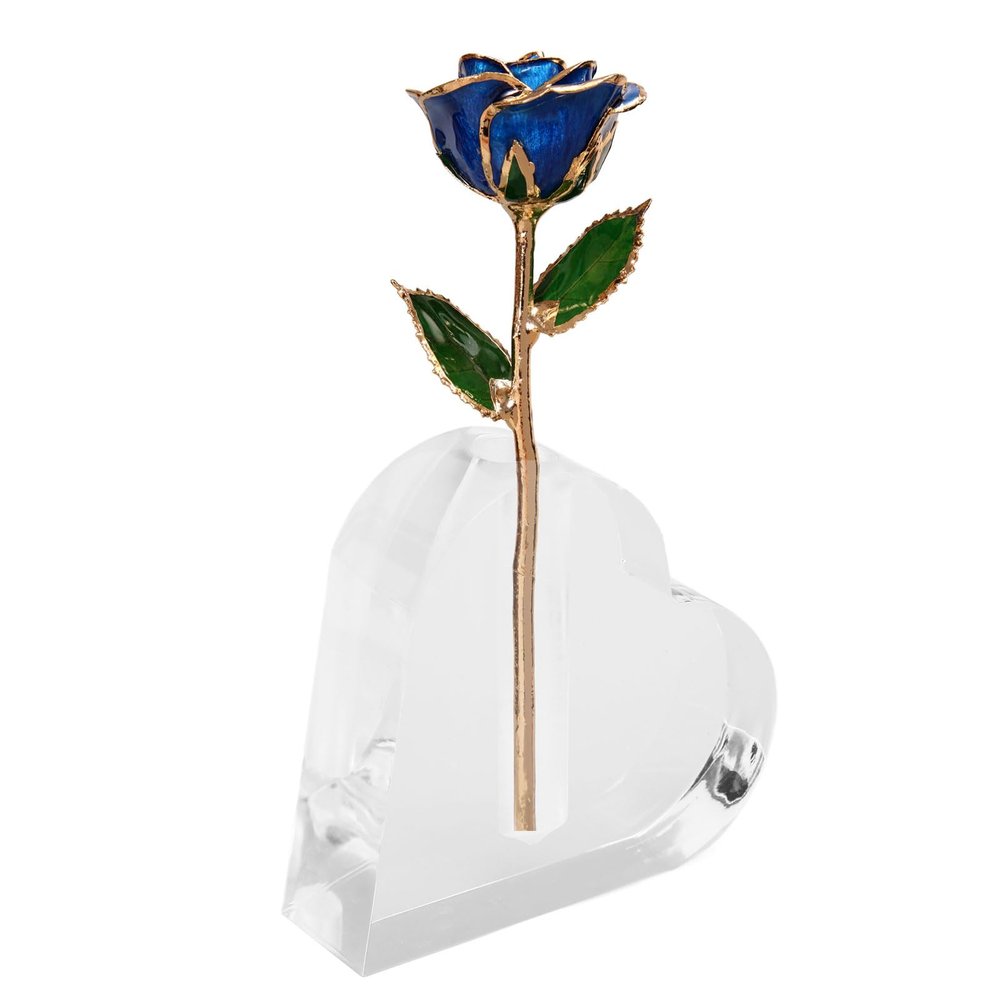 VBESTLIFE Rose Transparent Display Stand, Heart Shape Transparent Rose Holder, Acrylic Plated Rose Flower Stand for Single Real Rose
