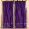 Handcrafted Purple Indian Sari Curtains, Tiebacks Included Unlined Tie Top Sari Sheer Curtains, 60"W x 84"L, Beauty & Elegance for Living Rooms, Bedrooms, and Dining Rooms, Sold in Pairs view 3