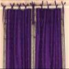 Handcrafted Purple Indian Sari Curtains, Tiebacks Included Unlined Tie Top Sari Sheer Curtains, 60"W x 84"L, Beauty & Elegance for Living Rooms, Bedrooms, and Dining Rooms, Sold in Pairs view 4