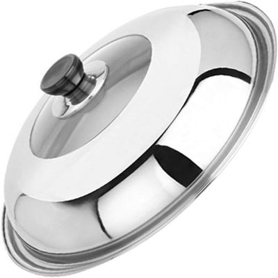 BAZAC Shaped Wok Cover Stainless Steel Cooking Pot Lid Pots Cover Anti Oil Splashing Pot Cover Frying Pan Lid Kitchen Tool Domed Wok Cover-22 cm
