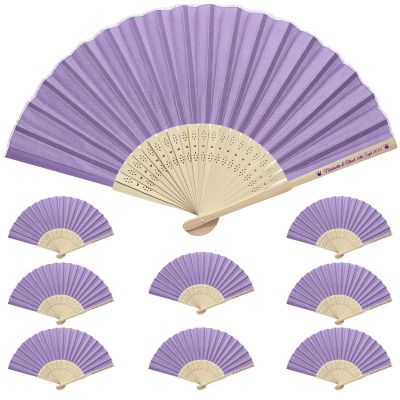 200PCS Custom Purple Silk Hand Fans for Wedding Favors, Personalized Fans Party Favors for Guests Bulk, Purple Folding Fan for Women Foldable, Customize Vintage Bamboo Crafts Fans, Purple Gift Fans