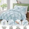 BedDecor 3 PC Luxury Diamond Ruffle Lightblue, Oversize King 2PC (20 x 40) Pillow Case 800 TC 100% Long Staple Cotton Down Alternative Comforter view 3