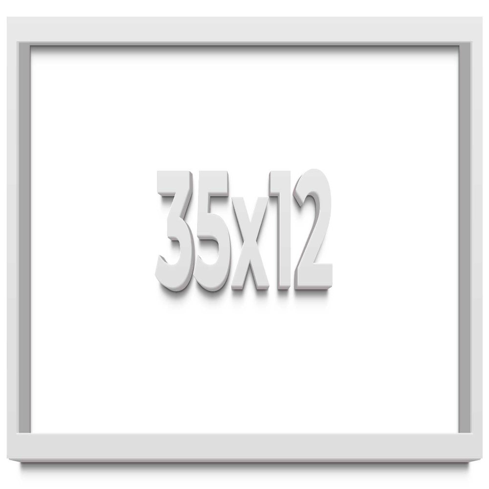 35x12 Shadow Box Frame White | 2 Inches Deep Shadowbox with 1 3/4 Inch Usable Depth | UV Resistant Acrylic Front, Acid Free Backing, and Hanging Hardware | Wentworth Picture Frame Style