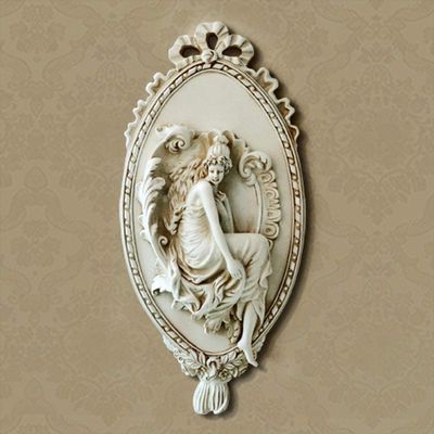 CIRCIR Statue Ornament 3D Angel Sculpture Home Statue Decoration Wall Mural Hanging Resin Statues Decor Christmas Decorative Art Ornaments (Color : 1, Size : 31x15.5cm)