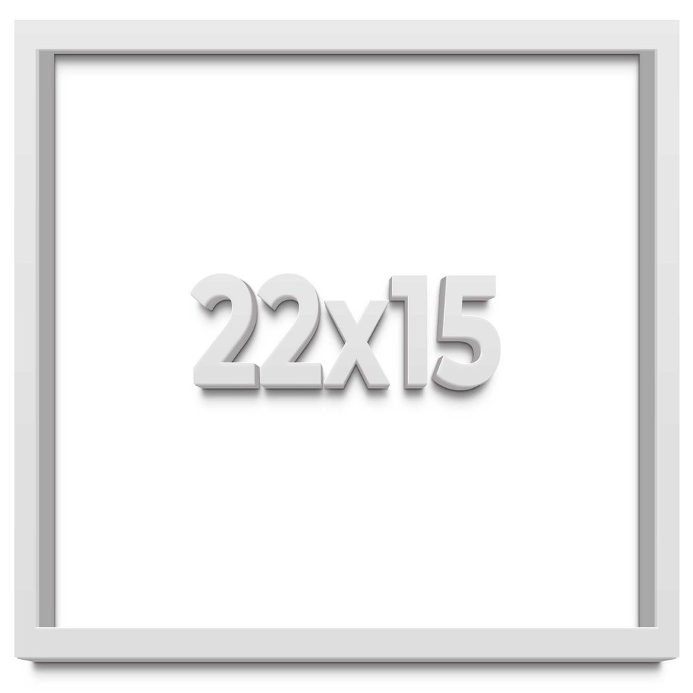 22x15 Shadow Box White Contemporary Wood Shadow Box with White Acid-Free Backing, UV Acrylic & Hanging Hardware