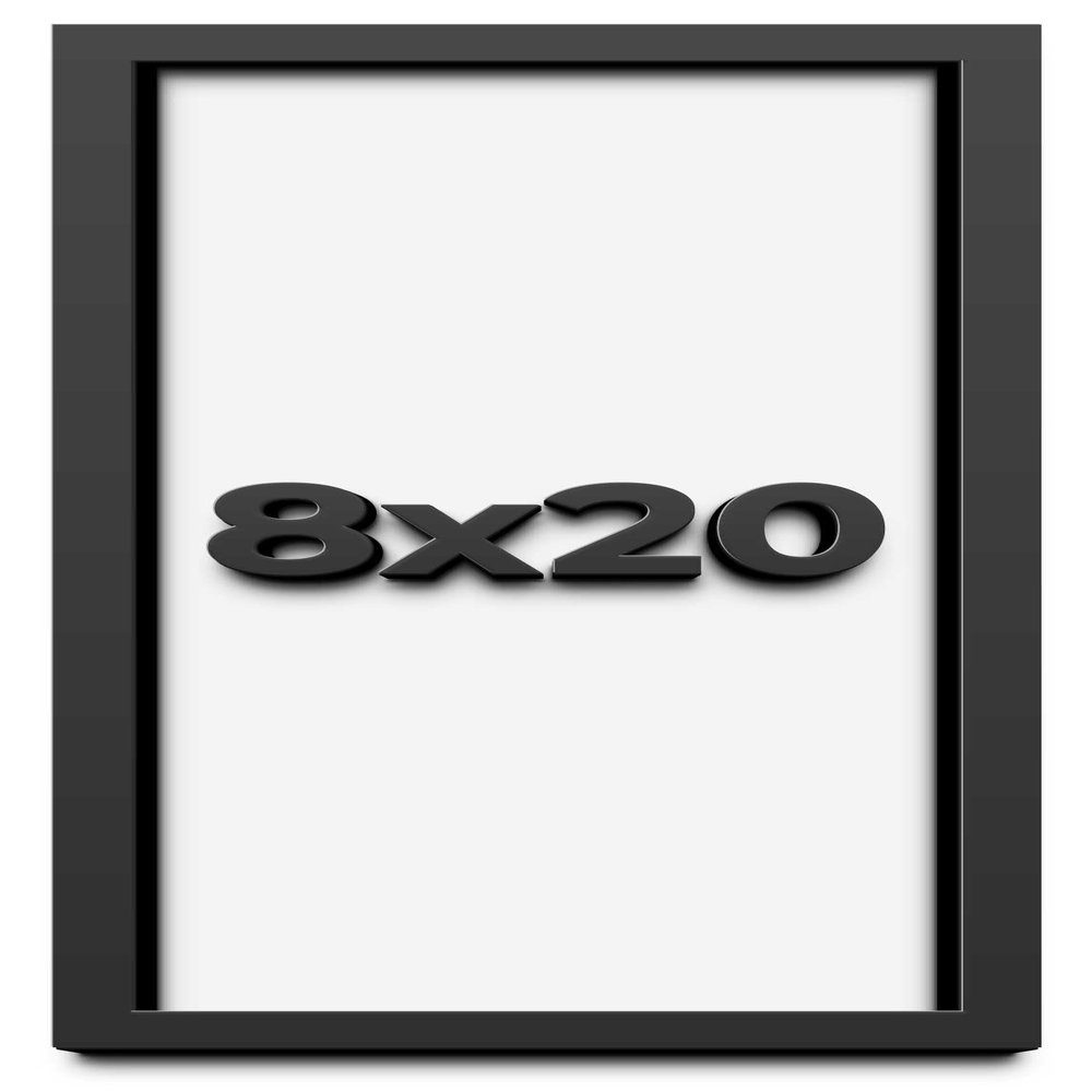 8x20 Shadow Box Black Extra Deep 2" Solid Wood Shadow Box with White Acid-Free Backing, UV Acrylic Plexiglass & Hanging Hardware (1" Moulding Width and 1 3/4" Usable Depth)