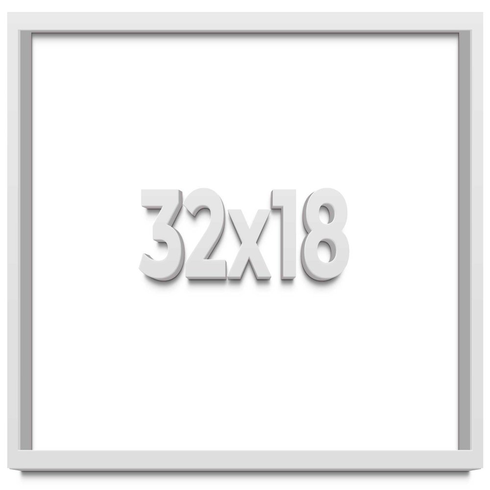 32x18 Shadow Box Frame White | 1 Inches Deep Real Wood Contemporary Shadowbox Display Frame | UV Resistant Acrylic Front, Acid Free Backing, and Hanging Hardware | Lucius Picture Frame Style