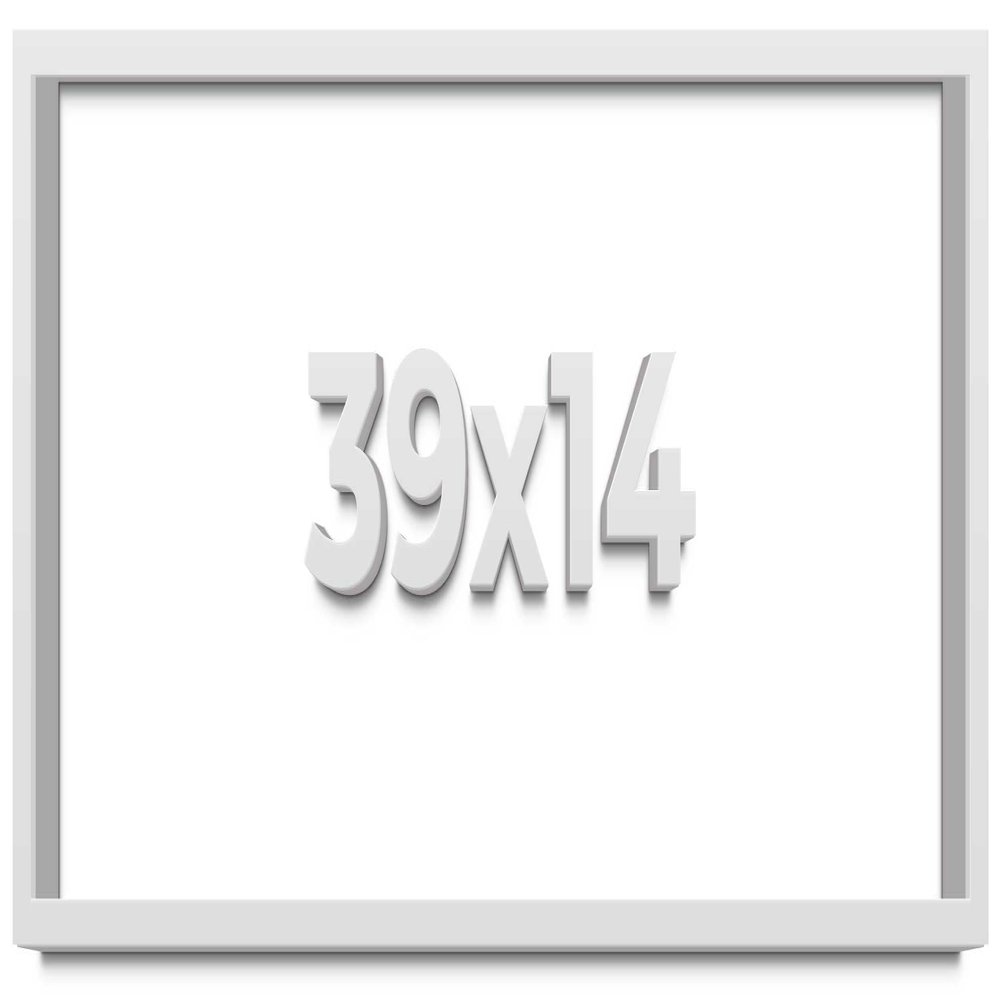 39x14 Shadow Box Frame White | 1 Inches Deep Real Wood Contemporary Shadowbox Display Frame | UV Resistant Acrylic Front, Acid Free Backing, and Hanging Hardware | Lucius Picture Frame Style