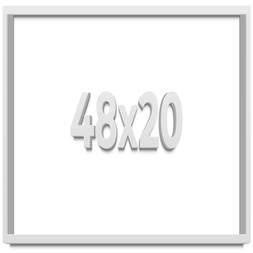 48x20 Shadow Box Frame White | 1 Inches Deep Real Wood Contemporary Shadowbox Display Frame | UV Resistant Acrylic Front, Acid Free Backing, and Hanging Hardware | Lucius Picture Frame Style