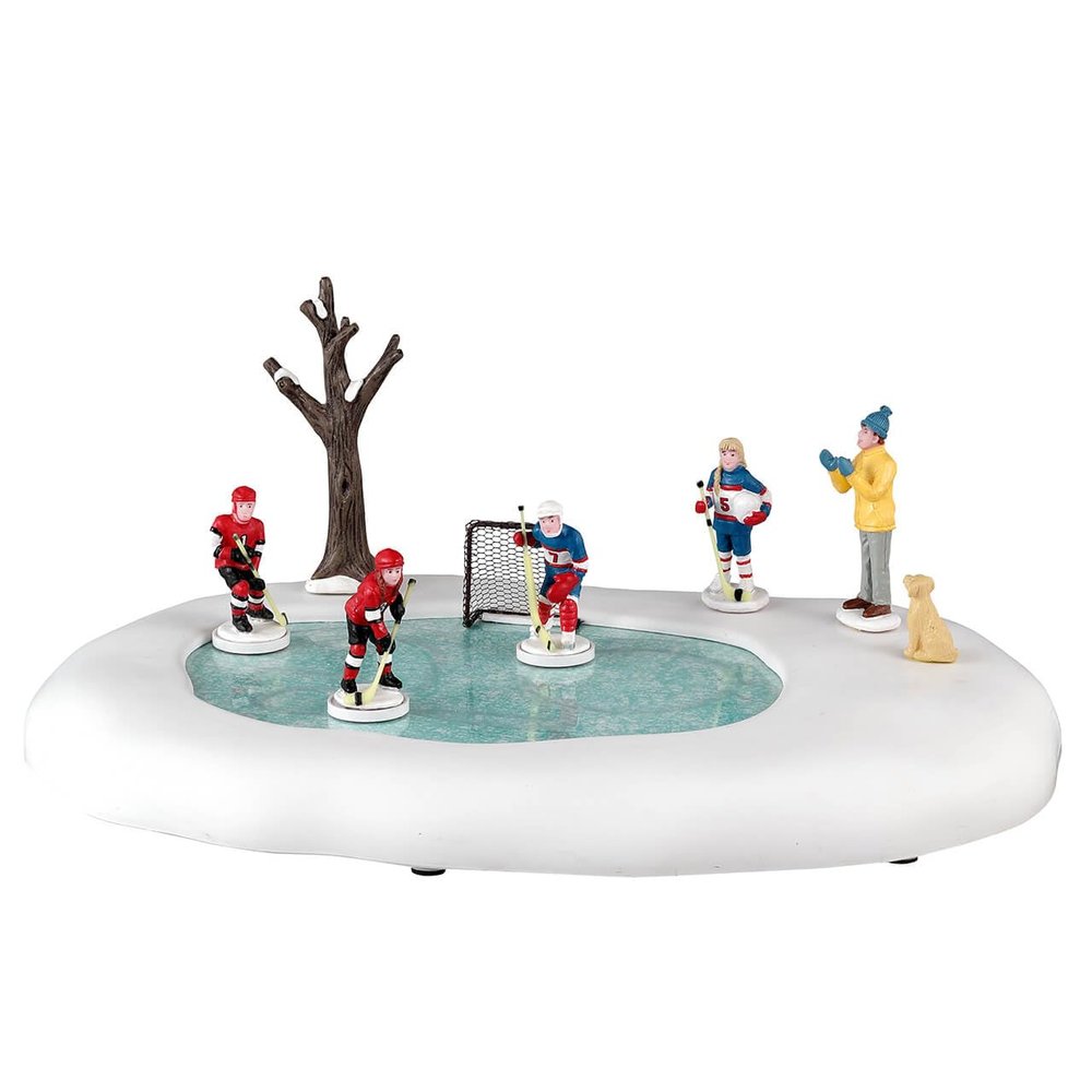 Lemax Girls Play Hockey, Too!, Battery Operated (4.5V) #34085