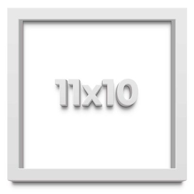 11x10 Shadow Box White Contemporary Wood Shadow Box with White Acid-Free Backing, UV Acrylic & Hanging Hardware
