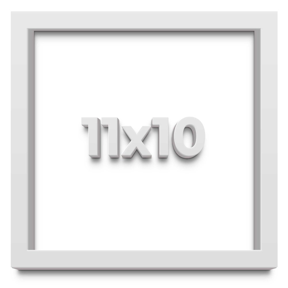 11x10 Shadow Box White Contemporary Wood Shadow Box with White Acid-Free Backing, UV Acrylic & Hanging Hardware