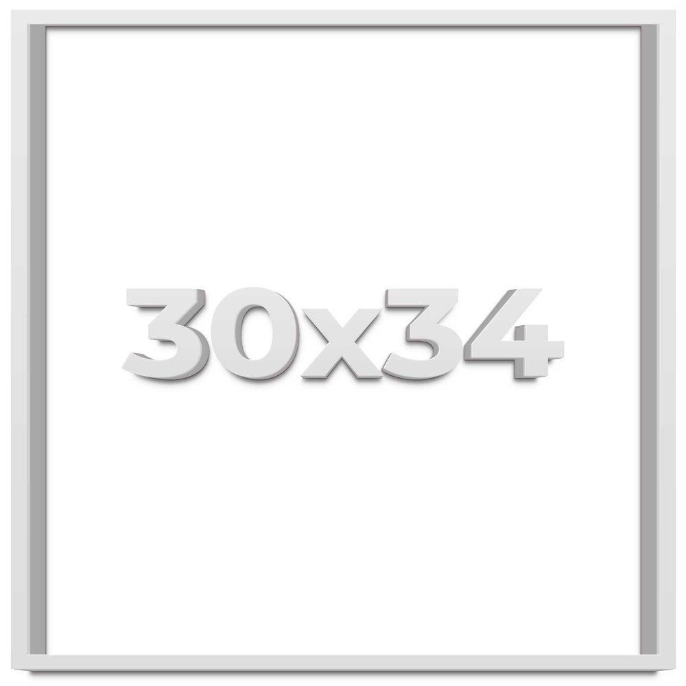30x34 Shadow Box Frame White | 1 Inches Deep Real Wood Contemporary Shadowbox Display Frame | UV Resistant Acrylic Front, Acid Free Backing, and Hanging Hardware | Lucius Picture Frame Style