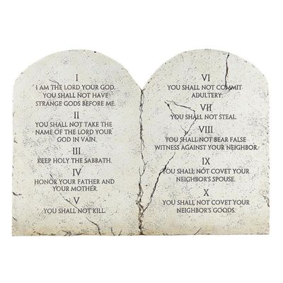 Avalon Gallery Ten Commandments Garden Statue, Resin Stone Look Dcor, 12" Tall x 7" Wide