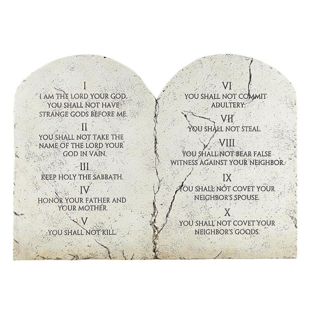 Avalon Gallery Ten Commandments Garden Statue, Resin Stone Look Dcor, 12" Tall x 7" Wide