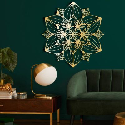 3D Mandala Wall Decor, Lotus Wall Art, Metal Mandala Wall Art, Lotus Flower Wall Decor, Spiritual Wall Art, Wall Decor Bedroom, Metal Wall Decor, Large Wall Decor, Yoga Wall Decor (18" x 18" | 46 x 46 cm, gold)