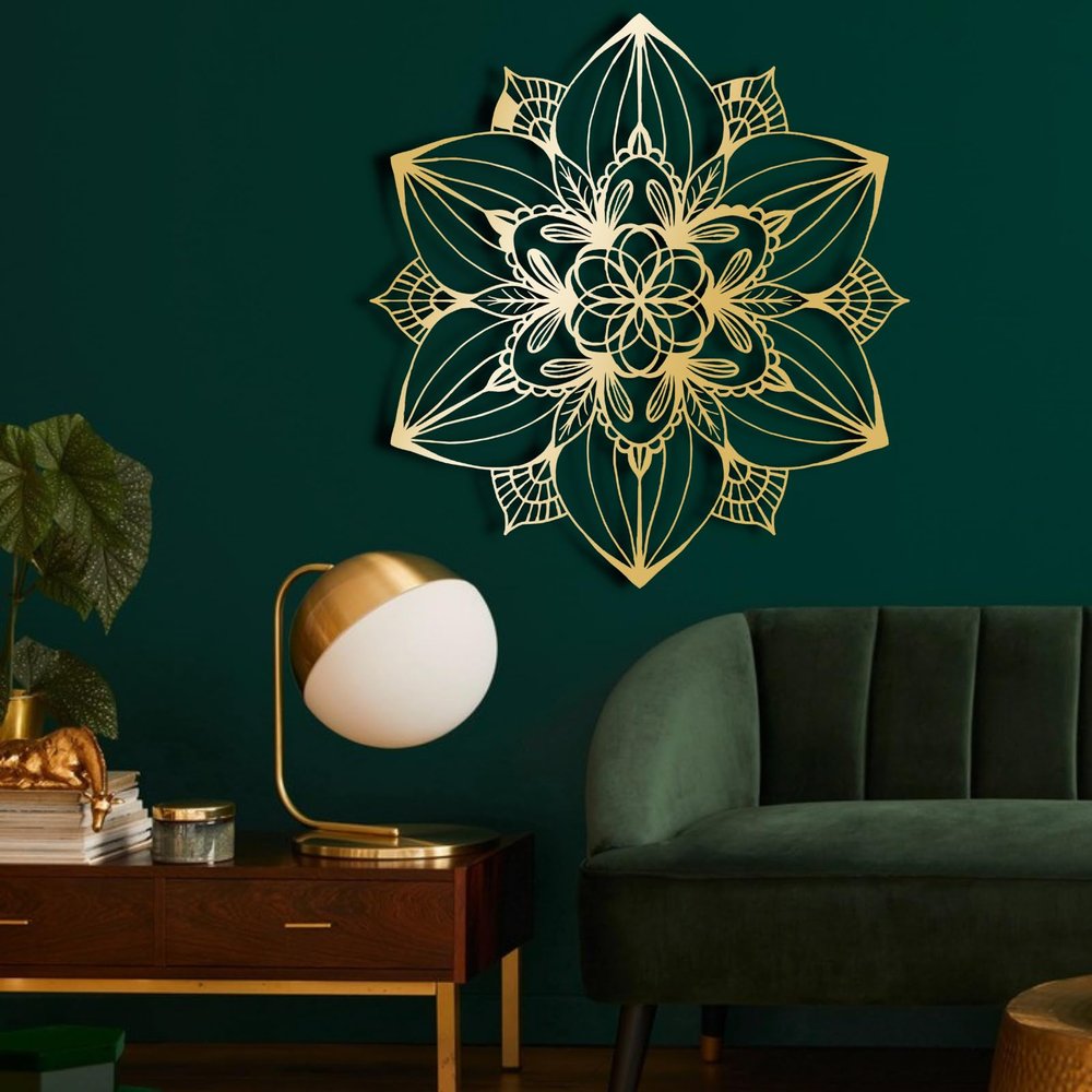 3D Mandala Wall Decor, Lotus Wall Art, Metal Mandala Wall Art, Lotus Flower Wall Decor, Spiritual Wall Art, Wall Decor Bedroom, Metal Wall Decor, Large Wall Decor, Yoga Wall Decor (18" x 18" | 46 x 46 cm, gold)