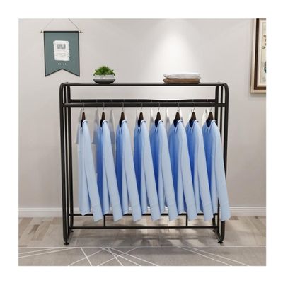 Coat Rack Coat Stands Hanging Double Rods Display Racks Women's Clothing Store Middle Display Racks Wrought Iron Side Hangers Coat Tree (Color : Black, Size : 150 * 50 * 150cm)