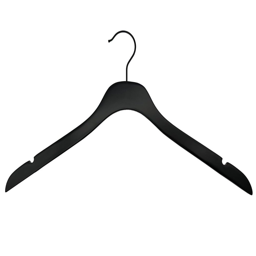 17 NAHANCO Slimline Wooden Shirt/Dress Hanger - Low Gloss Black W/Black Hook