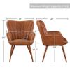Yaheetech PU Leather Armchair, Modern Accent Chair with Metal Legs, Comfy Upholstered Barrel Chair for Living Room Bedroom Vanity Room, Brown, 2pcs view 3